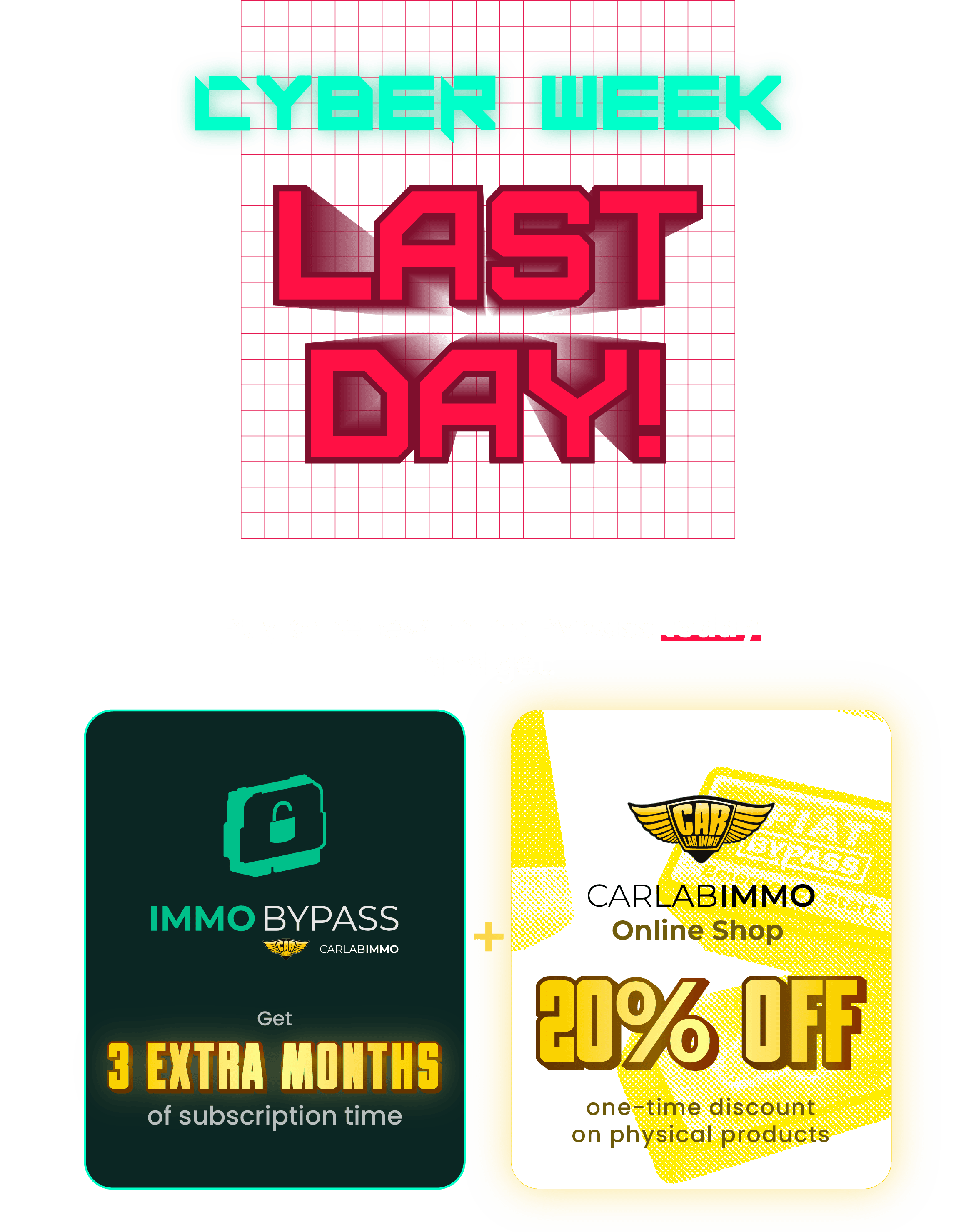 Bur or renew Immo Bypass and get 3 extra months added to your subscription time for FREE!